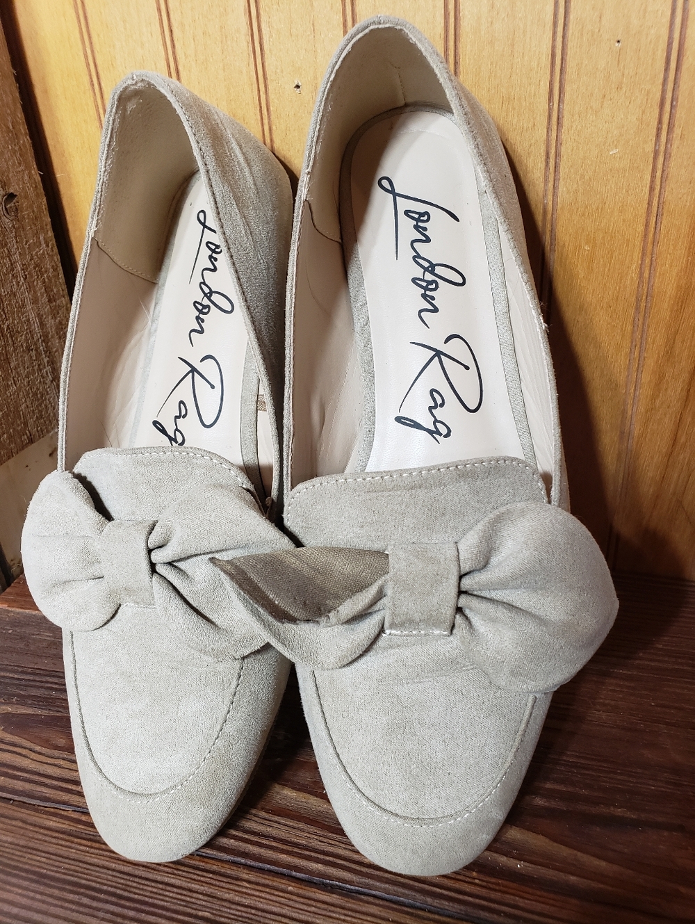 London Rag Light Gray Slip On Casual Shoe With Bow Size 8